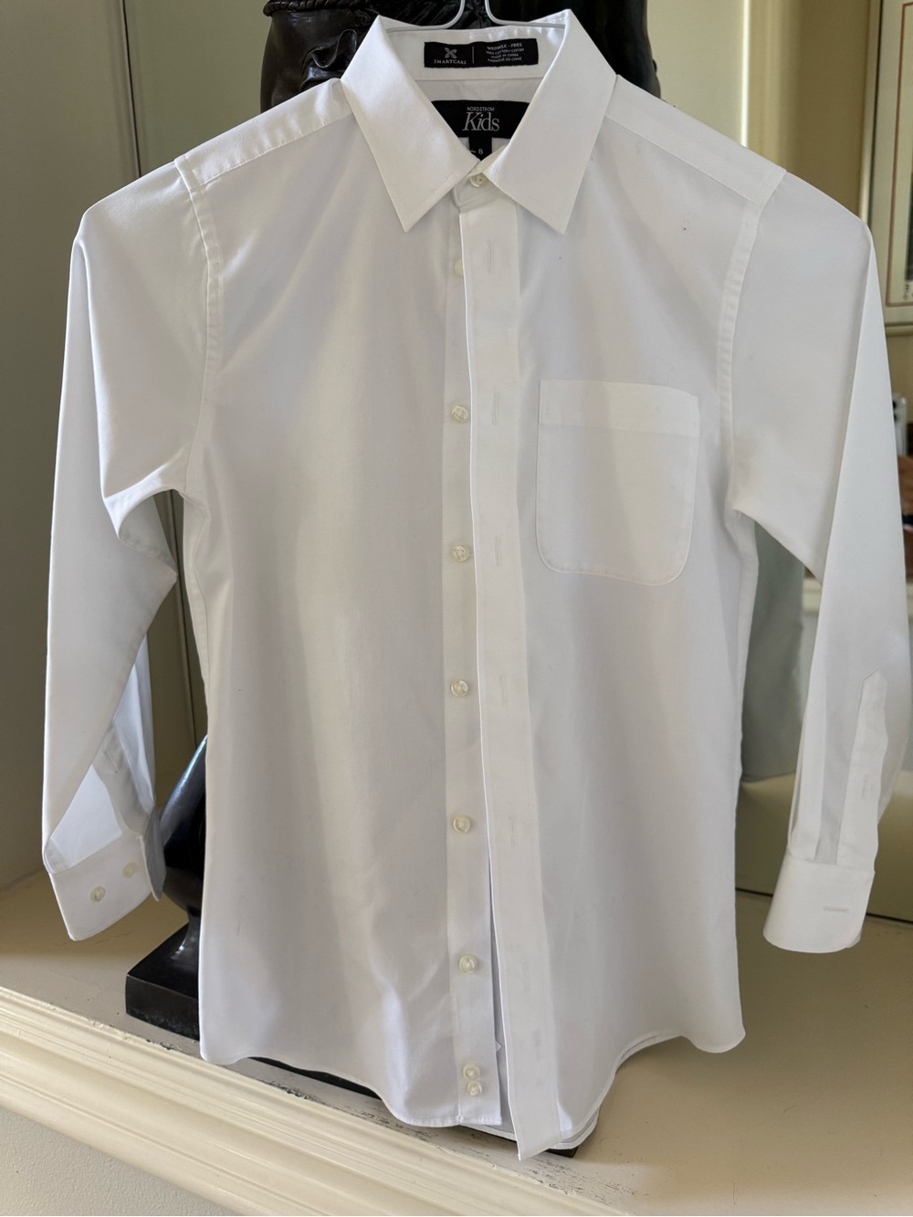 Nordstrom Kids Boys White Button Down Dress Shirt Size 8 100% Cotton Wrinkle Fre - Picture 1 of 3